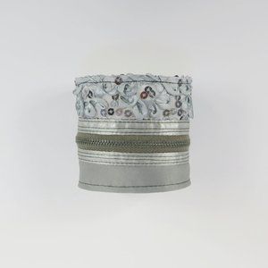 Silver Sequin Fabric Bracelet - Wrist Wallet Cuff